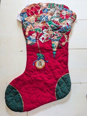 VTG Cranston Handcrafted Jumbo Christmas Stocking Night Before Christmas 17x30